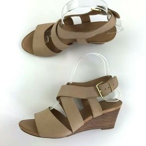 Franco Sarto Dania 7M Wedge Heels Beige Leather